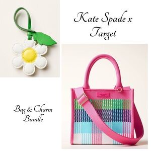 💖PRICE FIRM💖 Kate Spade x Target Plaid Knit Crossbody Bag w/ Daisy Charm NWT